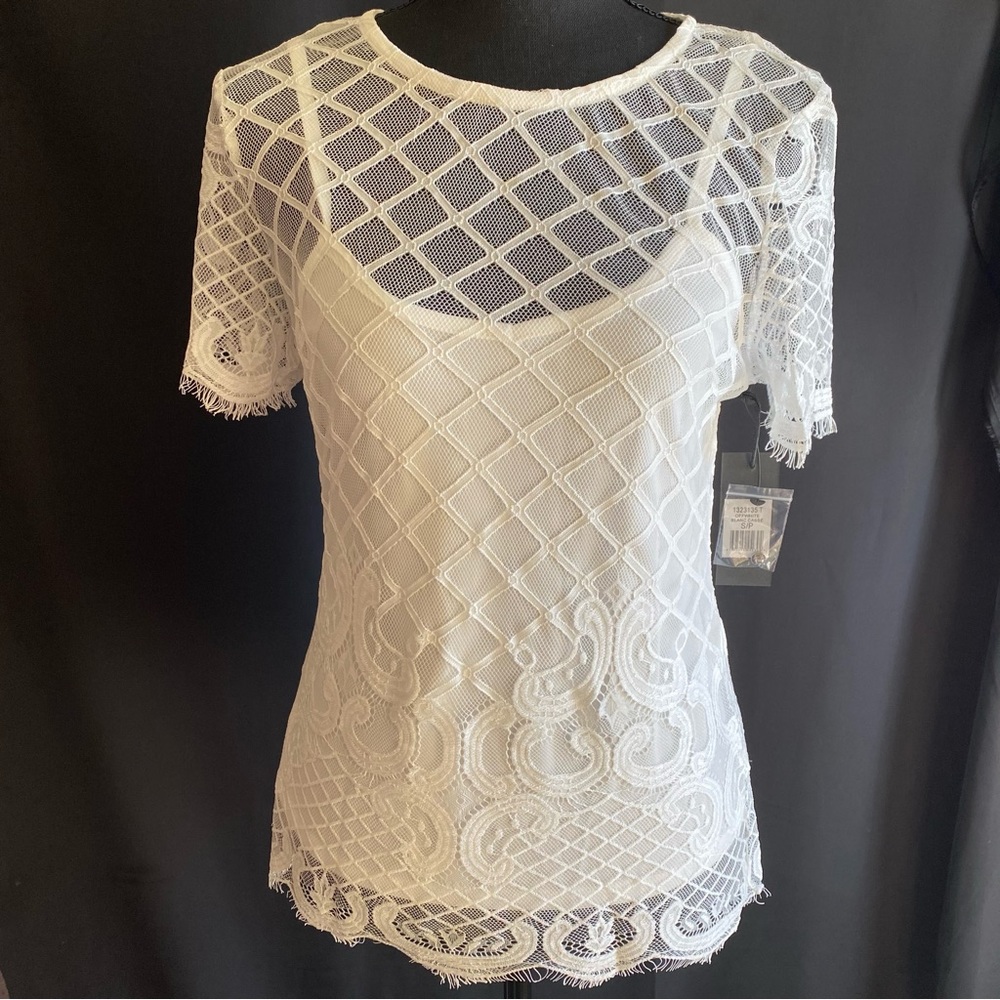 Black Tape Scallope Lace Top